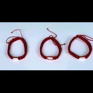 3 red macrame adult adjustable Our Lady Guadalupe evileye protection bracelets